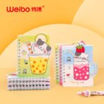 Weibo Messy Cat Bubble Tea Cute Spiral Notebook with Index Tabs – Thick Paper Cartoon Notebook for Students