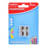 Weibo Dual-Hole Metal Pencil Sharpener WB-71116K – Compact Manual Sharpener for School & Office Use