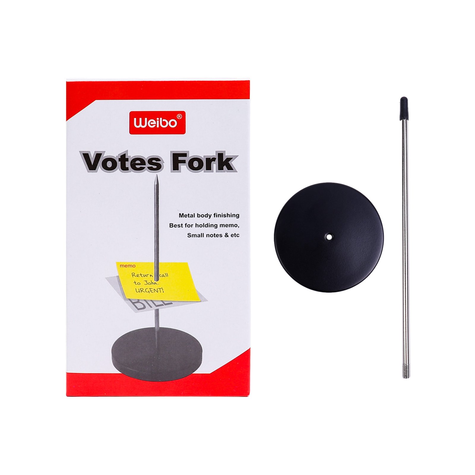 1 Weibo Metal Memo Spike Note Holder with Heavy Base – Desktop Receipt & Message Organizer - Image 1