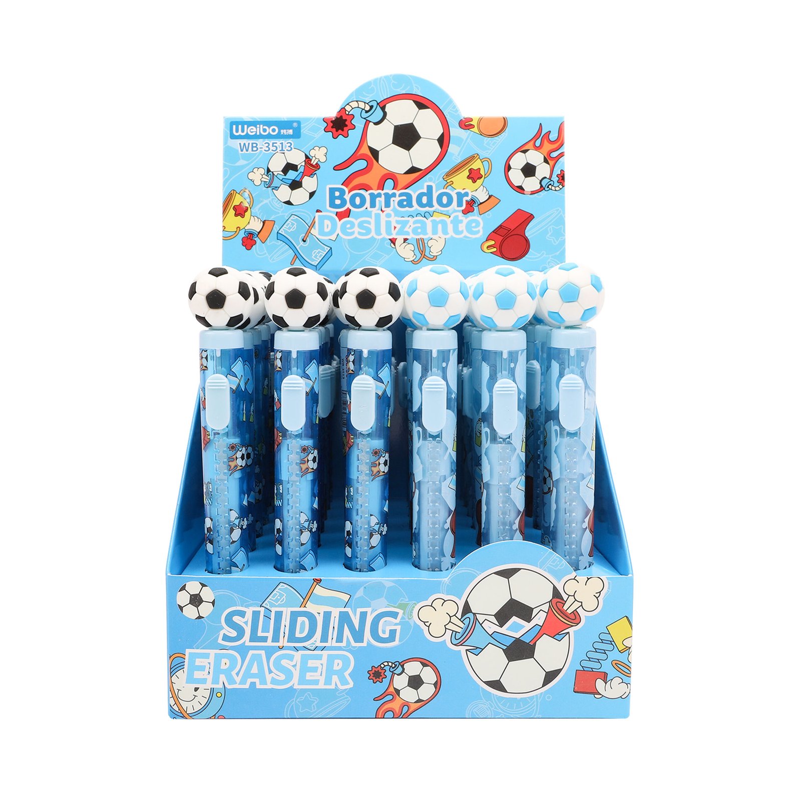1 Weibo WB-3513 Football Sliding Eraser Pen – Soccer Ball Push Eraser for Kids School Stationery - Image 1