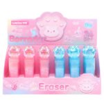 Weibo WB-3517-2 Cute Paw Rotating Eraser Pen – Transparent Twist Eraser for Kids School Stationery