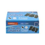 Weibo Binder Clips WB-108A (51mm) - Heavy Duty Black Coated Metal Clips for Office and School Use