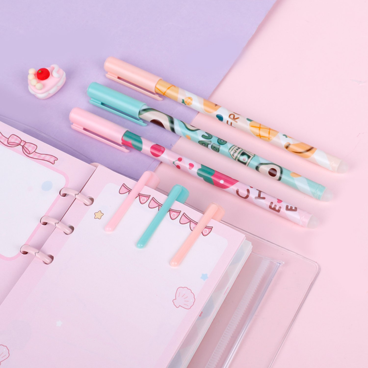 1 Weibo Fruit Themed Erasable Gel Pen 12-Pack – Colorful Fruit Designs for Kids and Office Use - Image 1