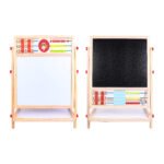 Weibo Children's Multifunctional Wooden Learning Easel WB-3126 - Double-Sided Foldable Drawing Board with Whiteboard, Chalkboard, Abacus and Educational Toys for Kids