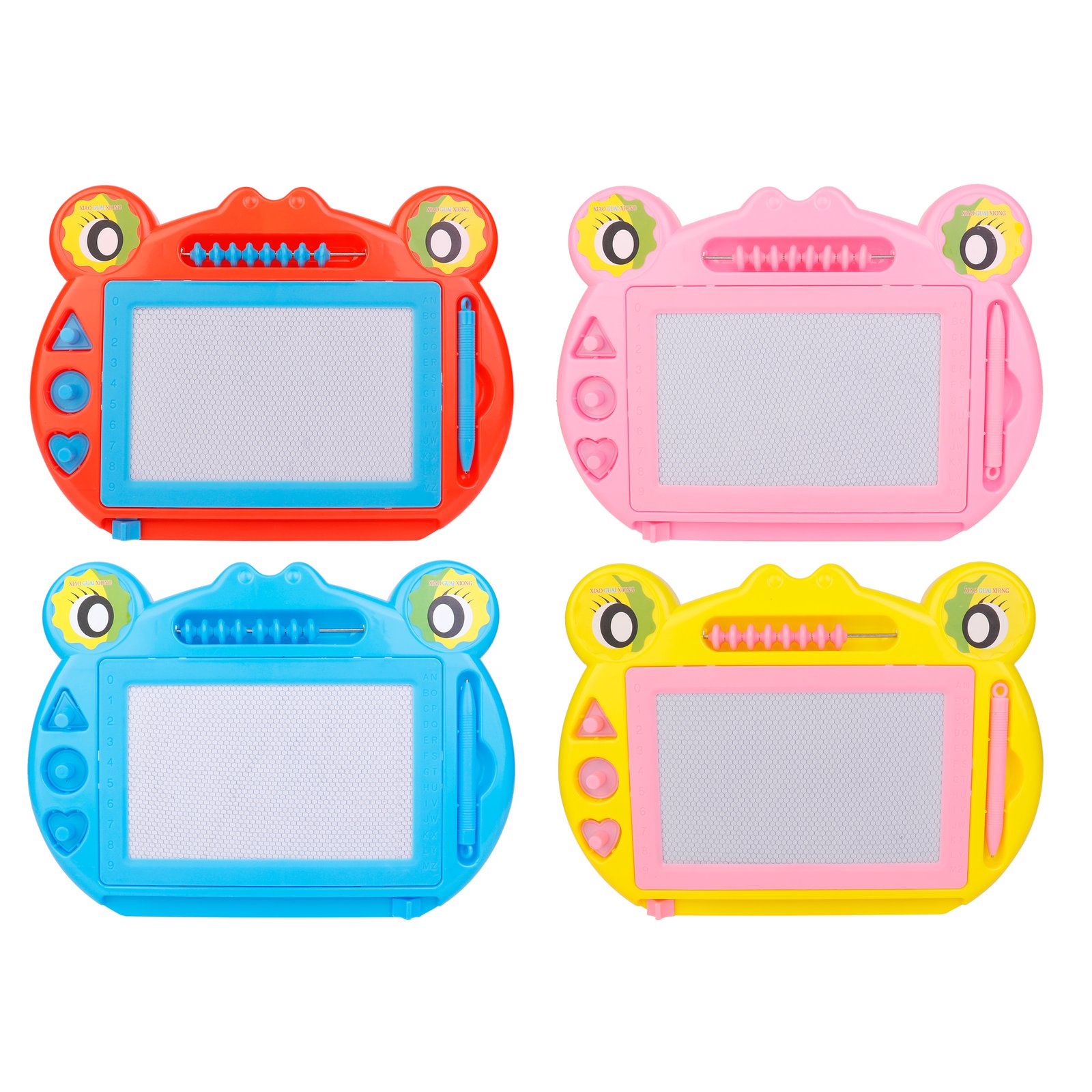 1 Weibo Children's Cute Frog Magnetic Drawing Board WB-05077 - Portable Erasable Doodle Sketch Pad with Stamps for Kids Learning and Creativity - Image 1