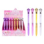 Weibo Crystal Crown Ballpoint Pen WB-55678 - Luxury Glitter Filled Crown Top Metal Pen with Colored Crystals for Women Girls Wedding and Office