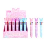 Weibo 10 Colors Multicolor Ballpoint Pen WB-55640 - Cute Butterfly Glitter Liquid Barrel 10-in-1 Rainbow Ink Pen with Sparkling Butterfly Topper for Students and Creative Writing