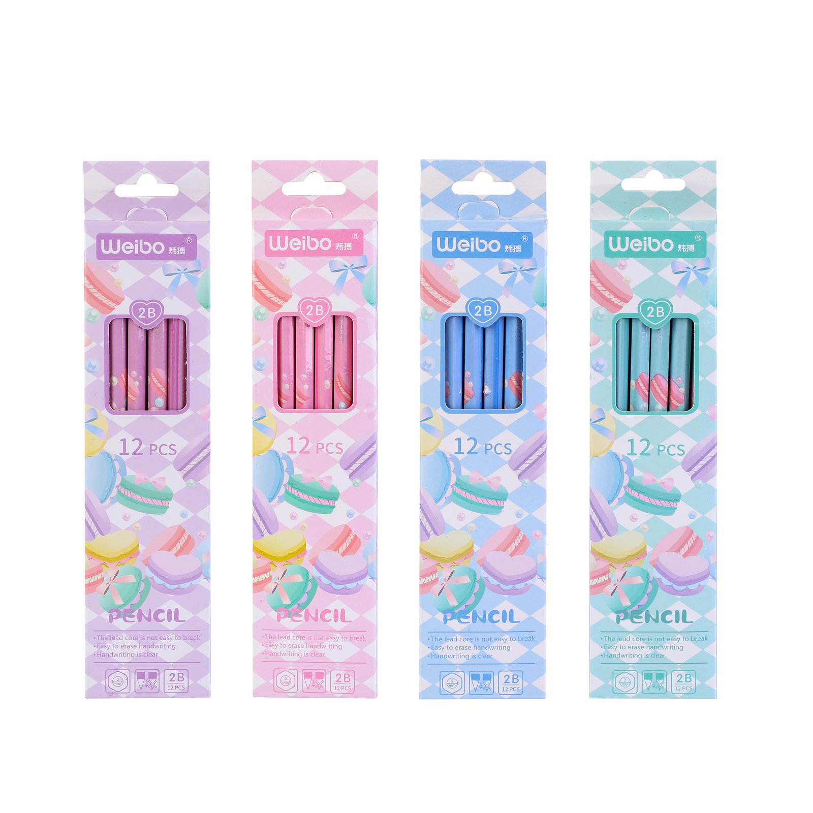 1 Weibo 2B Wooden Pencil with Cute Macaron Design – Smooth Writing Pencil for Students & Drawing - Image 1