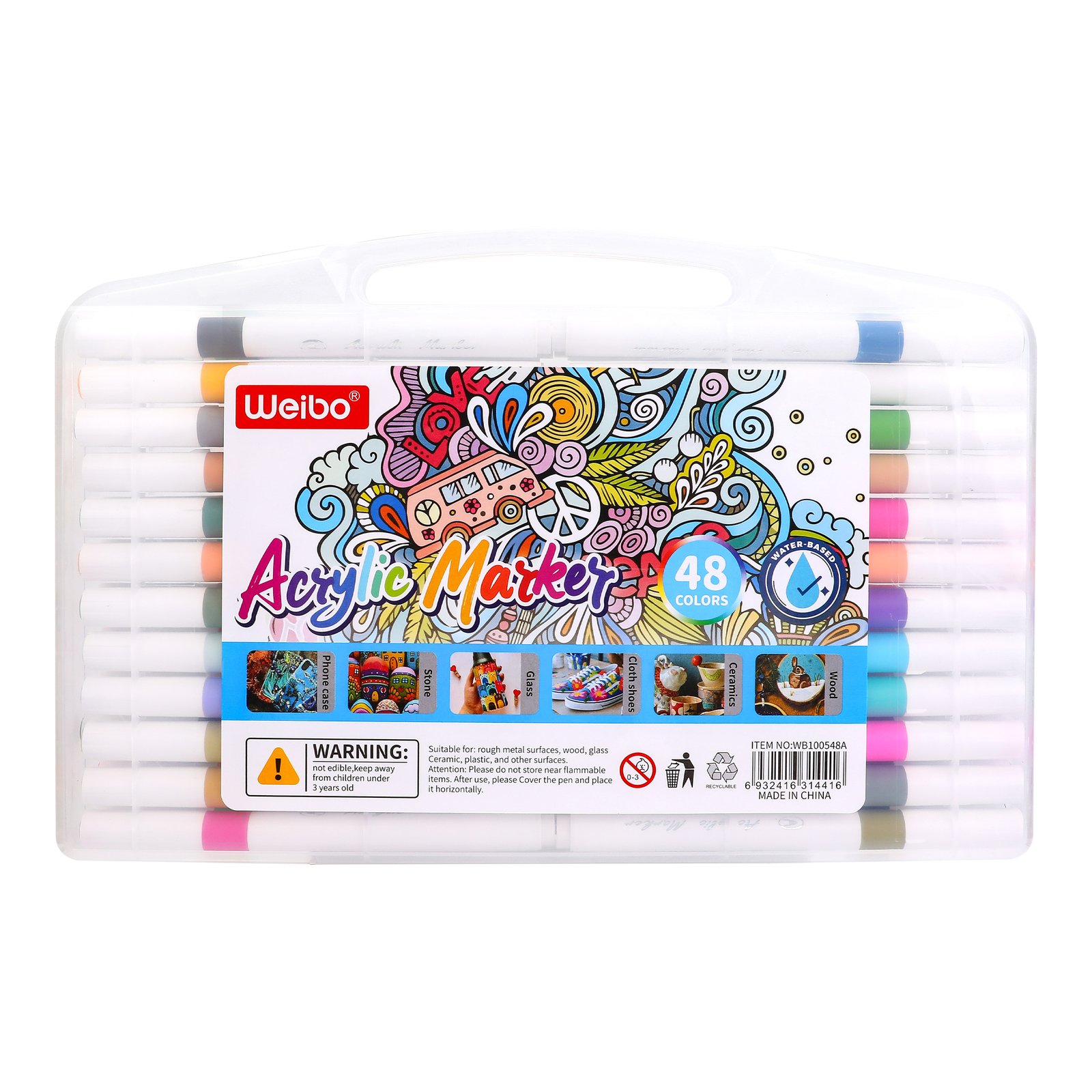 1 Weibo Acrylic Marker 48-Color Water-Based Paint Marker for Art, Craft, Illustration, and Multi-Surface Drawing - Image 1