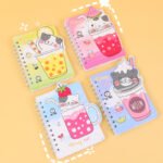Weibo Messy Cat Bubble Tea Cute Spiral Notebook with Index Tabs – Thick Paper Cartoon Notebook for Students - Image 8