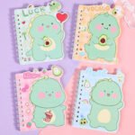 Weibo Avocado Dinosaur Cute Spiral Notebook with Index Tabs – Thick Paper Cartoon Notebook for Students