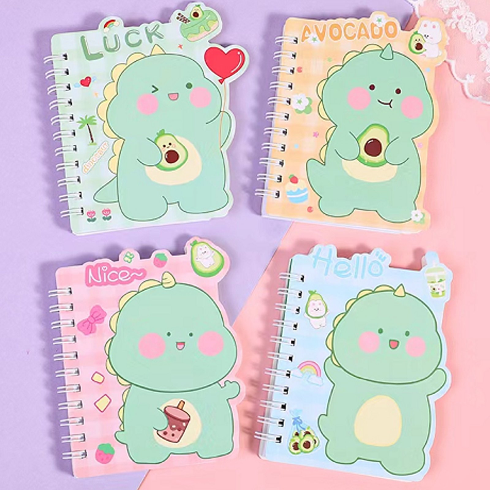 2 Weibo Avocado Dinosaur Cute Spiral Notebook with Index Tabs – Thick Paper Cartoon Notebook for Students - Image 1