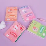 Weibo Fruit Cat Cute Mini Spiral Notebook with Index Tabs – Apple, Orange, Grape & Avocado Cartoon Notebook