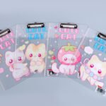 Weibo Cute Cat A4 Plastic Clipboard with Ruler – Cartoon Document Writing Board for Students & Office Use