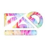 Weibo Flexible Ruler Set WB-541 - 4 Pieces Bendable Soft Geometry Kit with Rainbow Gradient Colors for Kids and Students - Image 4