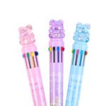 Weibo 10 Colors Multicolor Ballpoint Pen WB-55638 - Cute Bear Crystal Top 10-in-1 Rainbow Ink Pen for Students and Creative Writing - Image 4
