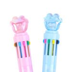 Weibo 10 Colors Multicolor Ballpoint Pen WB-55639 - Cute Cat Paw Crystal Top 10-in-1 Rainbow Ink Pen with Sparkling Beads for Students and Creative Writing - Image 4