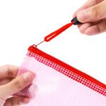 Weibo Mesh Bag Zipper Storage Pouch - Multi-Color Zipper Organizer (Yellow, Red) - Image 2