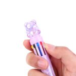 Weibo 10 Colors Multicolor Ballpoint Pen WB-55638 - Cute Bear Crystal Top 10-in-1 Rainbow Ink Pen for Students and Creative Writing - Image 3