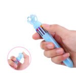 Weibo 10 Colors Multicolor Ballpoint Pen WB-55639 - Cute Cat Paw Crystal Top 10-in-1 Rainbow Ink Pen with Sparkling Beads for Students and Creative Writing - Image 3