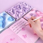 Weibo Butterfly Embossed Cute Notebook WB-95561-2 – Pastel PU Cover Diary with Pressure-Relief Design for Students & Gifts - Image 2