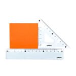 Weibo Student Geometry Ruler Set WB-512 - 4 Pieces Transparent Ruler Kit with Straight Ruler, Protractor and Set Squares for School and Drawing - Image 2
