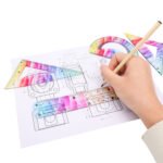 Weibo Flexible Ruler Set WB-541 - 4 Pieces Bendable Soft Geometry Kit with Rainbow Gradient Colors for Kids and Students - Image 2
