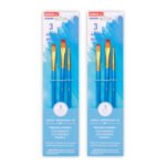 Weibo Artist Paint Brushes 3-Piece Set WB-5001-3 – Flat & Round Brushes for Acrylic, Watercolor, and Oil Painting