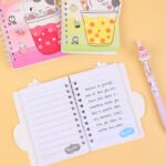 Weibo Messy Cat Bubble Tea Cute Spiral Notebook with Index Tabs – Thick Paper Cartoon Notebook for Students - Image 5