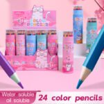 Weibo 24 Color Pencils Set WB-95303 – Bright Pigment Hexagonal Colored Pencils in Drum Tube