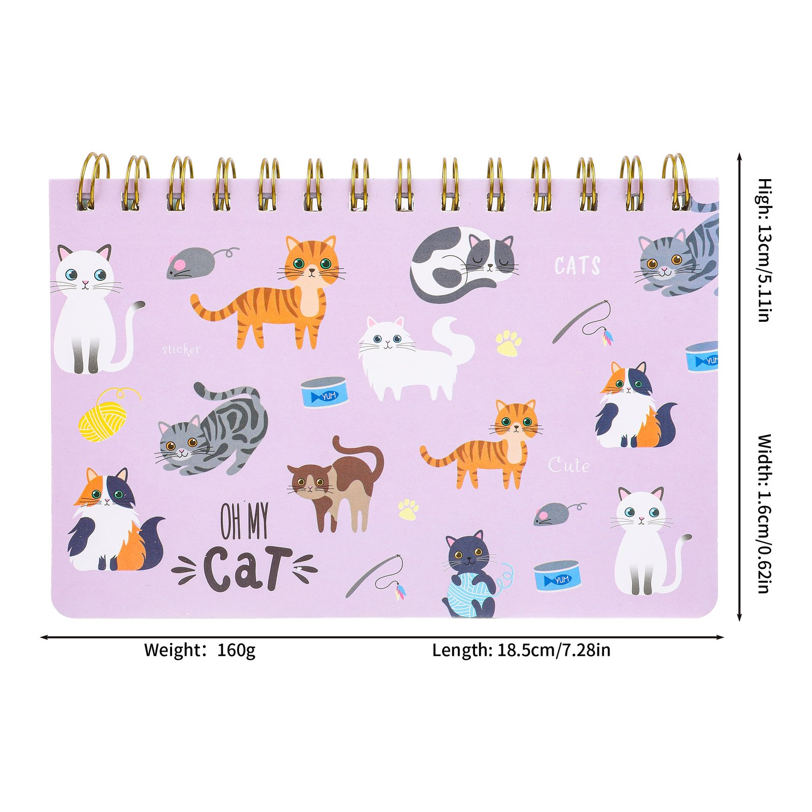 1 Weibo "Oh My Cat" Weekly Planner Spiral Notebook WB-95283 - Lavender Kawaii Desk Organizer for Students and Office Use - Image 1